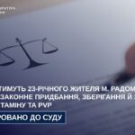 Судитимуть 23-річного жителя м. Радомишля за незаконне придбання, зберігання й збут амфетаміну та PVP