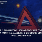 Водія, з вини якого загинув пасажир поблизу села Кам’янка, засуджено до 6 років 5 місяців позбавлення волі